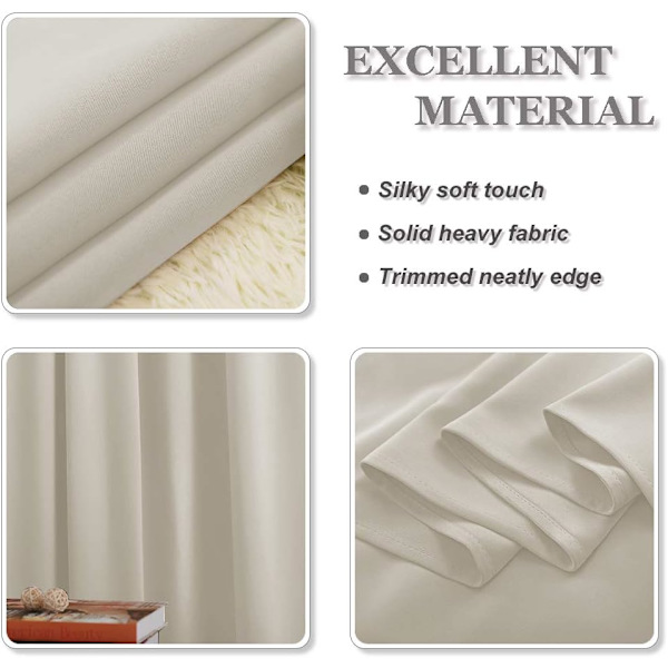 Beige Mørklægningsgardiner til Soveværelse - 107 x 160 cm Mørklægningsmateriale Stofgardiner til Stue Børn