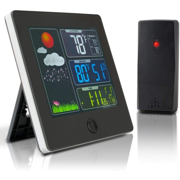 Radio værstasjon med utendørs sensor; termometer; hygromete