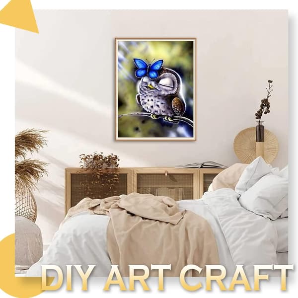 (30X40cm, liten uggla) 5D DIY diamantmålning full set, tecknad l