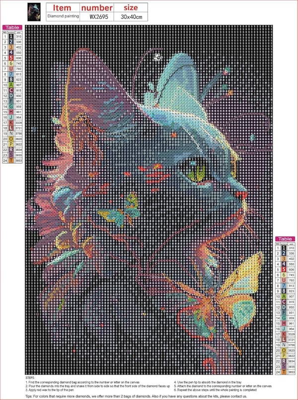 30x40cm, Diamantmaling Katt Sett 5d diamantmalt rhinestone e