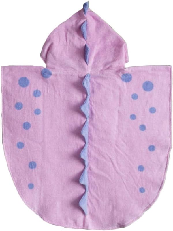 Badehåndkle for barn - rosa, dinosaurhettehåndkle for baby, bomull