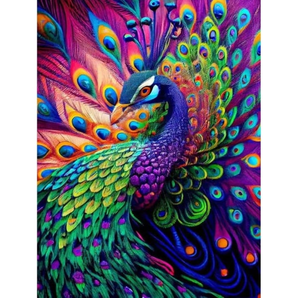 (12x16 tuumaa) Peacock- diamond painting aikuisille - Peacock Halk