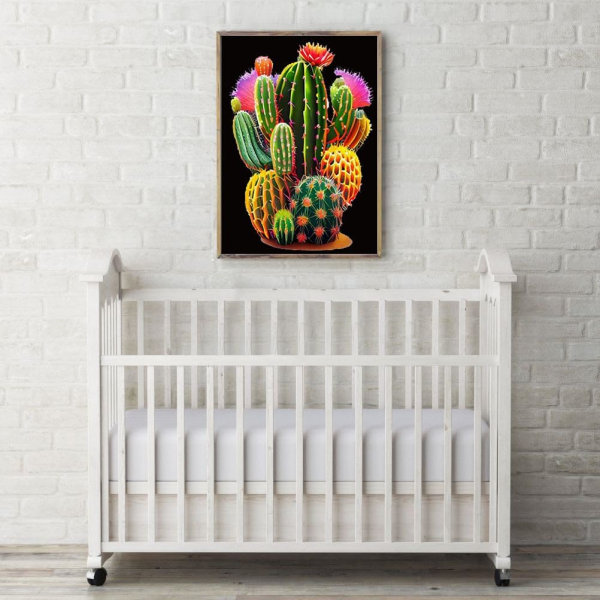 (30x40cm-Cactus D) 5D Diamond Painting Kit Rose DIY Full Round Di