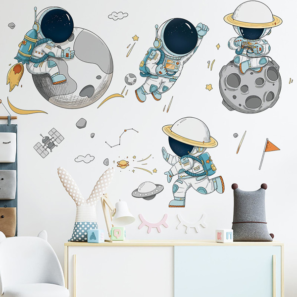 Sæt Spaceman Pattern Wall Stickers Fadeless PVC Høj holdbarhed B