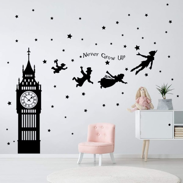 Peter Pan Wall Stickers Dekorative Stickers Big Ben Flying Fairy