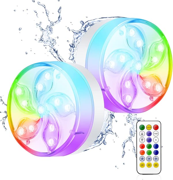 2 kpl Vedenpitäviä LED-Sukellusvaloja, IP68 Vedenpitävä Monivärinen RGB