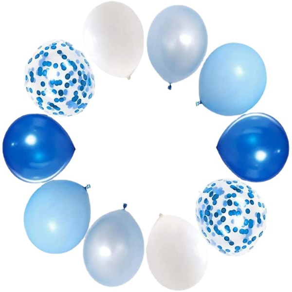 100 kpl sinisiä konfettilateksiilmapalloja, vaaleansininen ja valkoinen juhla b