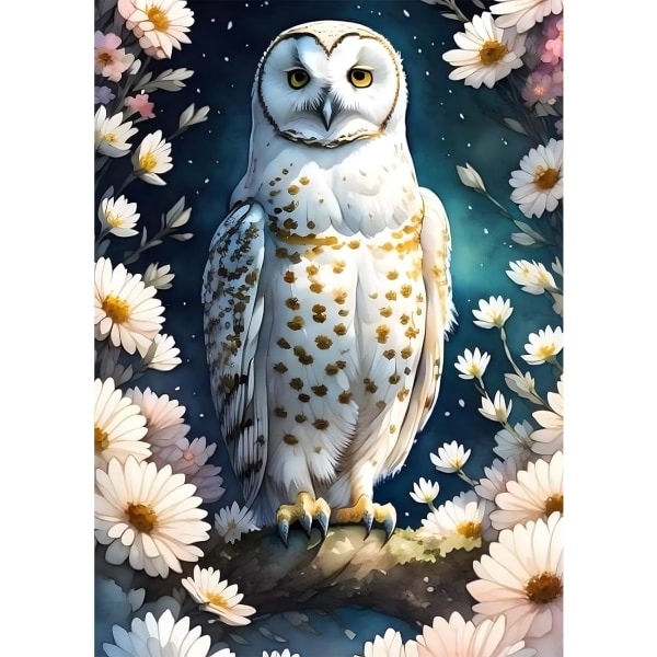 (30X40cm) Owl Diamond Art -maalaussarja aikuisille, Flower Diamond
