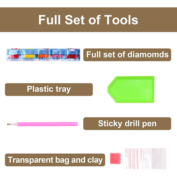 DIY 5D Diamantmålning Kit Maskros 30x40cm, Blommor Diamant