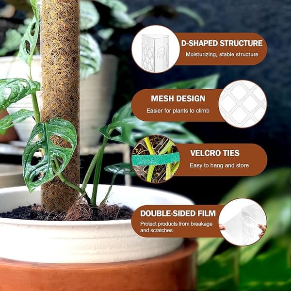 Paket med 24\" Plaststöd för Monstera-växter, Plaststöd för Klätterväxter