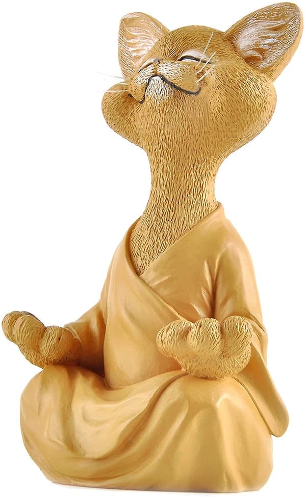 Sjov Buddha Kat Figur, Meditation Yoga Samleobjekt, Orange