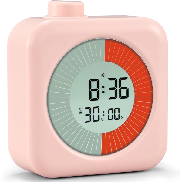 Digital Visuel Timer (Pink), 3 i 1 med Timer, Ur og Alarmfunktion