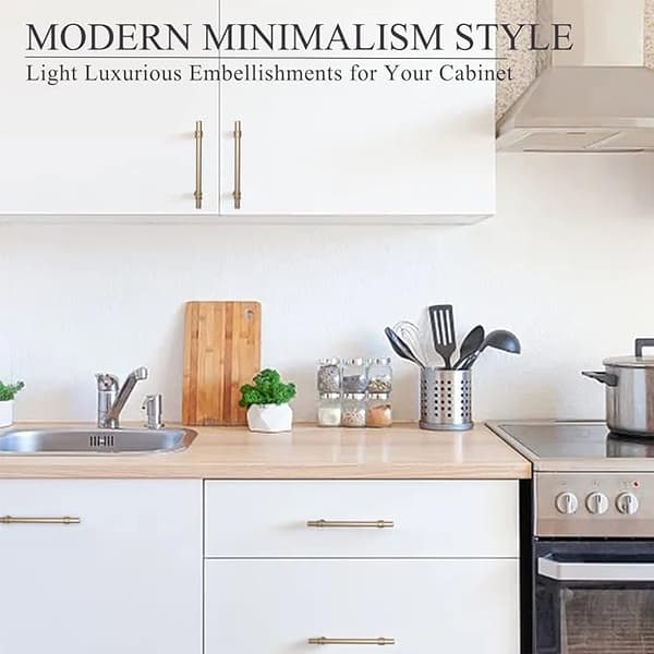 Set med 2 Guld T Köksluckhandtag 96mm, Modern Elegant Guld