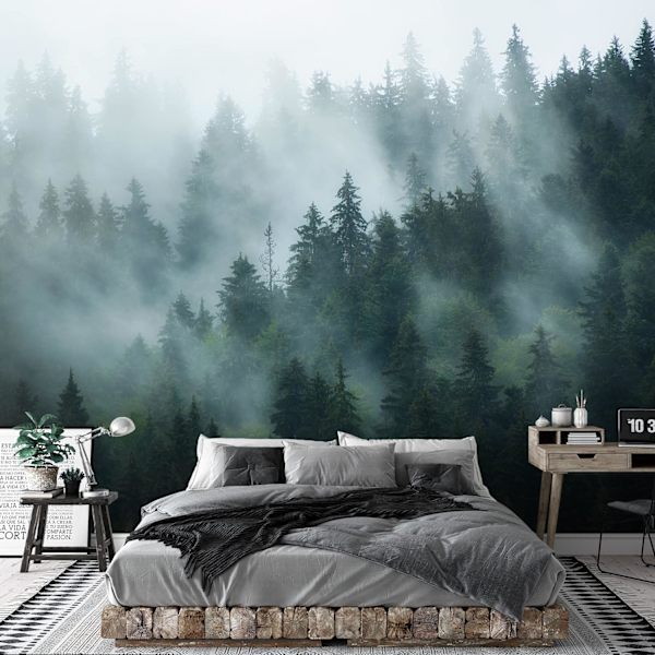 Non-woven tapetväggmålning skog dimma Modern Fleece Vardagsrum Var