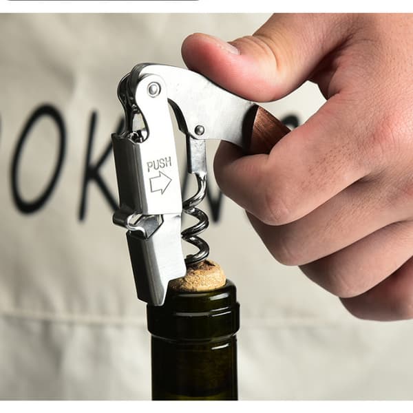 Proptrækker - Vinåbner - Vinåbner - Sommelier - Vin / Øl Tilbehør - Multifunktionel - Åbner - Rustfrit Stål - Træ