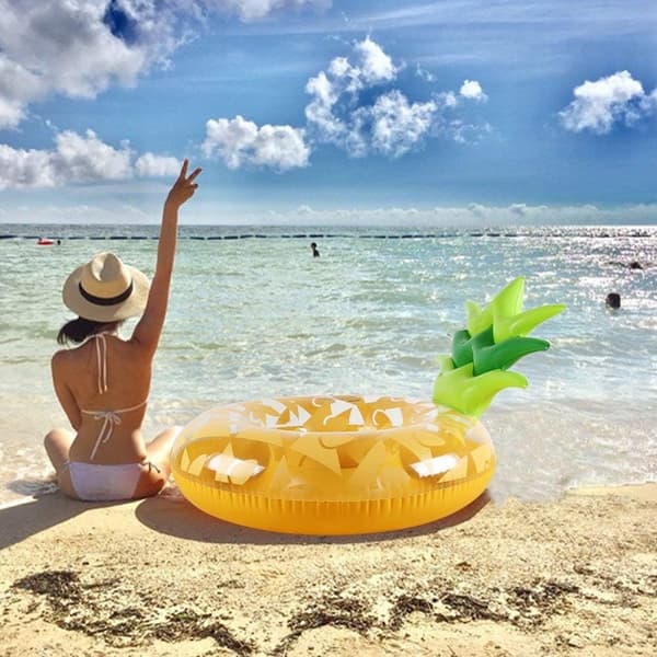Uppblåsbar Ananasboj Stor Badring Pool - Ananas Simring