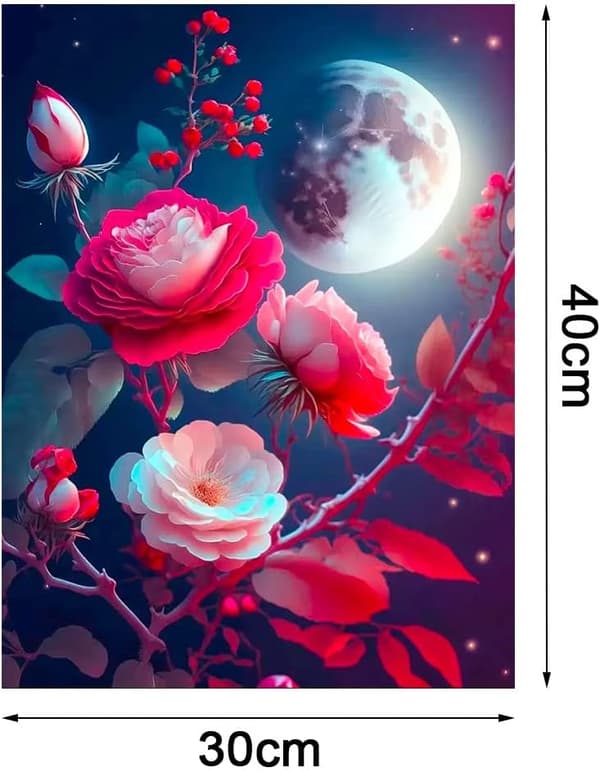 (30X40CM vanndråpe blå rose) 5D diamantmalingssett for voksne