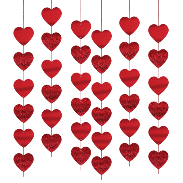 6 st Alla hjärtans dag dekoration Rött hjärta Garland Alla hjärtans Da
