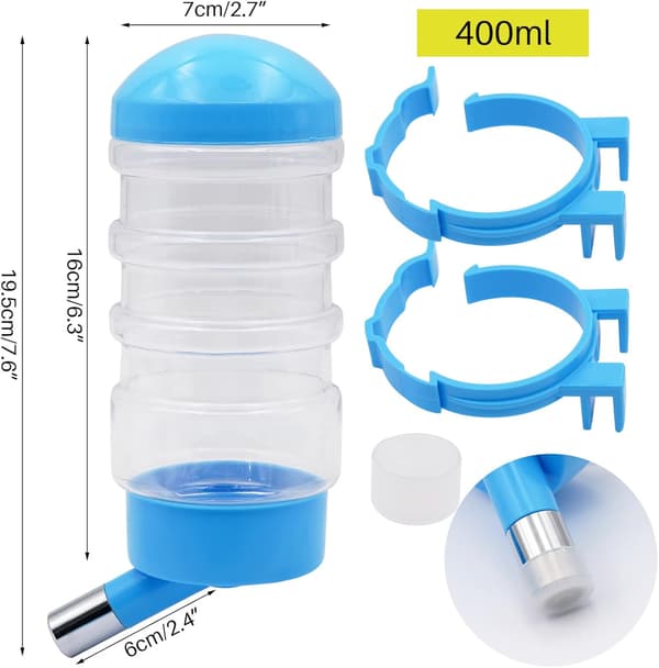 2 stk. 400ml Automatisk Kanin Vandflaske, Plastik Dværgkanin Foder