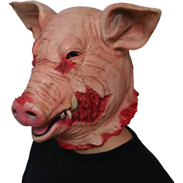 Halloweenmask, Skräck Gris Över Huvudet Djurmask Latex Grismask Hal