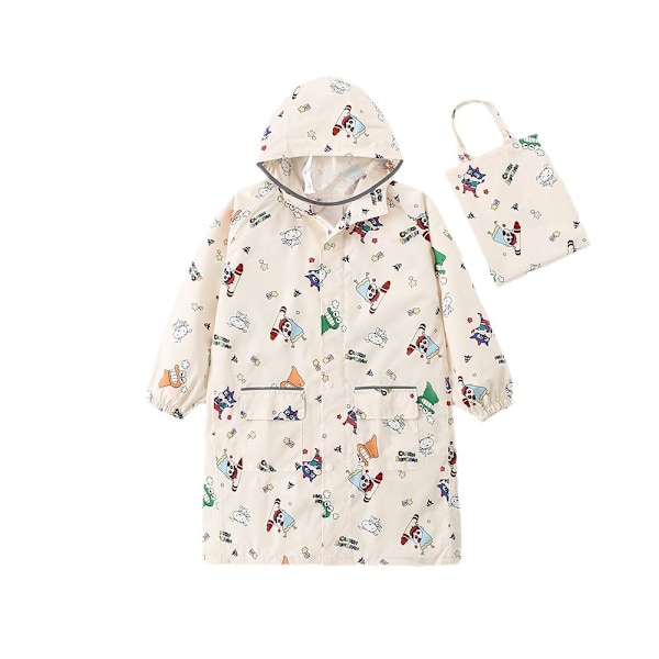 (L) Regnjakke for barn, jenter og gutter, vanntett regnjakke, regnponcho for småbarn, gjenbrukbar regnjakke