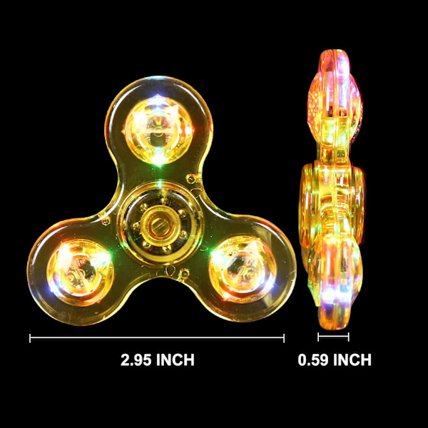 （Krystal-Gul）Krystal LED Lys Fidget Spinner til Børn, LED Lysende Fidget Spinner til