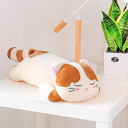 Plushdjur Kudde Presentleksaker Barn Grå Katt 40cm Brun