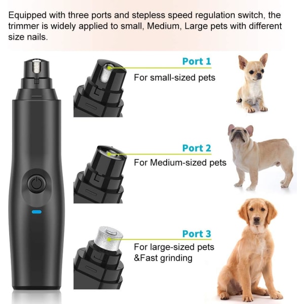 Hunde-neglefil, Elektrisk Hunde-negletrimmer, Hunde-neglesliber, USB C