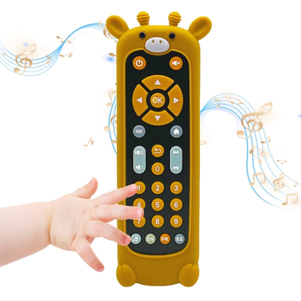 (Giraff) Mjuk silikon musikalisk bitring leksak för småbarn, bebisar, pojkar, flickor, 6-12 månader baby fjärrkontroll form Te
