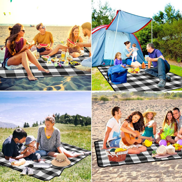 Vattentät Picknickfilt 200×200cm, Bärbar Vikbar Picknickmatta