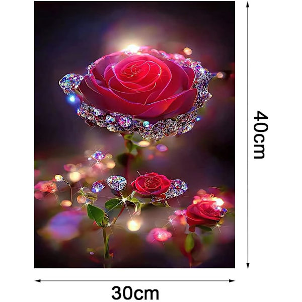 (Blommor Röda, 30X40CM) 5D diamantmålning kit, DIY färg pa