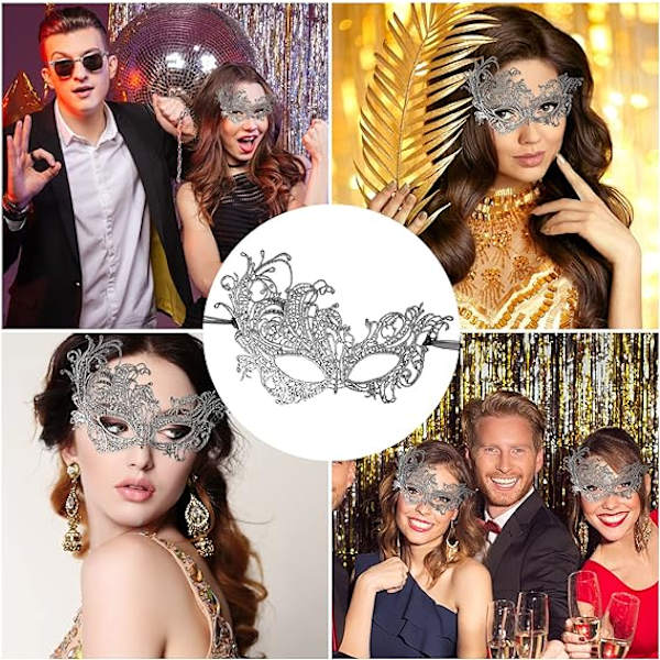 Dammask, Silver, Karnevalsmask, Mystisk och Intressant