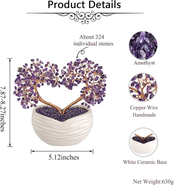 Livets Træ Hjerte Dekoration Amethyst Natursten DIY Healing