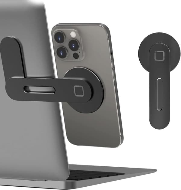 Magnetisk Laptop Stand (Sort), Justerbar Telefon Skærm Side Stand til iPhone 14 Plus/ iPhone 13 Pro Max/ iPhone 12, Fo
