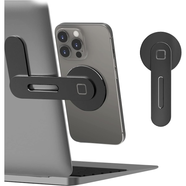 Magnetiskt Laptopställ (Svart), Justerbart Telefon Skärm Sidoställ för iPhone 14 Plus/ iPhone 13 Pro Max/ iPhone 12, Fo