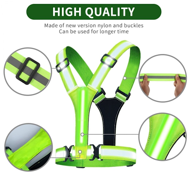 Hög synbarhetsväst med LED-belysning, fram & bak