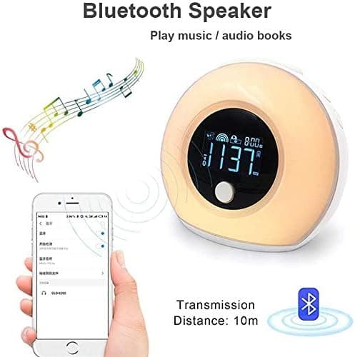 Herätyskello valolla ja Bluetooth-kaiuttimella, yövalo lapselle