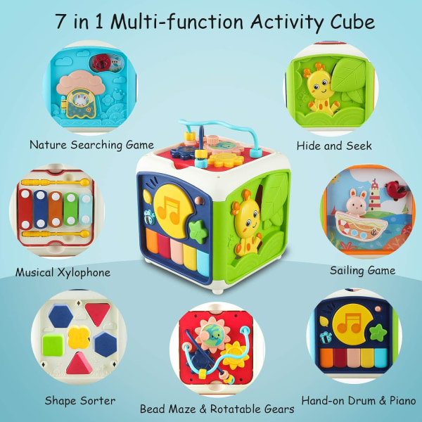 Baby Activity Cube, 7 in 1 monitoiminen leikkikuutio musiikilla K