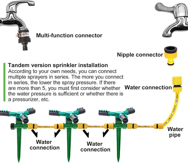 Gräsmatta Bevattningssystem, 8-pack med Justerbara Sprinkler 8 x 4 Spik