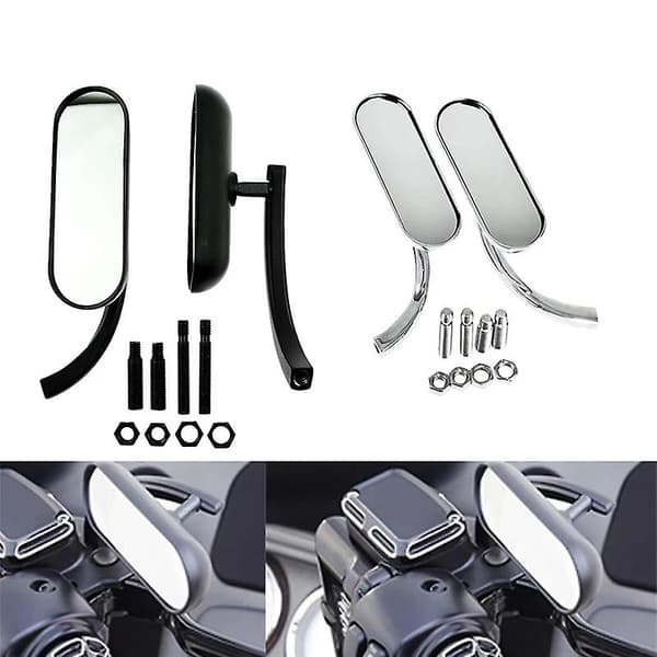 Par Ovalformade Metallmotorcykelbackspeglar (Färg: Krom)