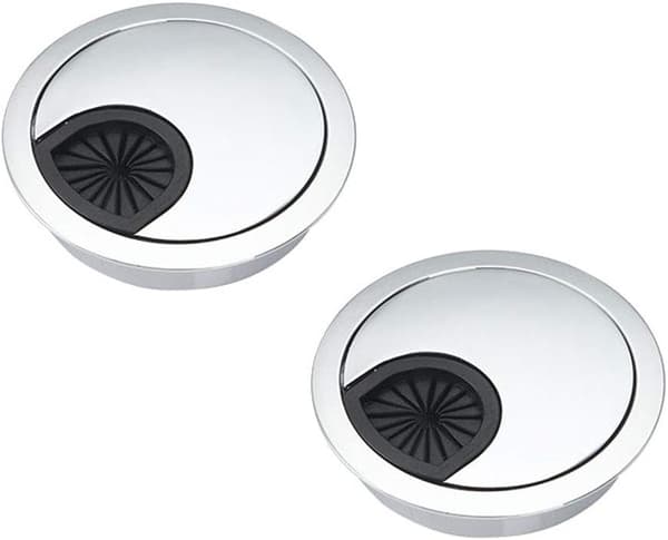 2 stk. runde innfelte kabelgjengedeksler i sinklegering, Ø80 mm runde