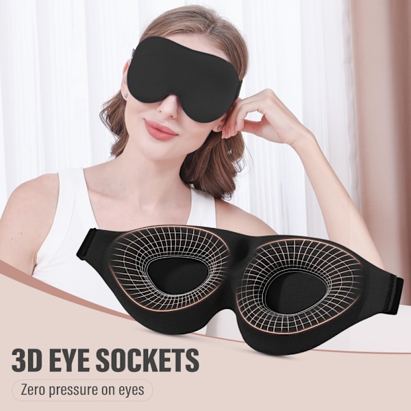 Sovemaske til sidesovere, lysblokerende 3D-sovemaske, blød og åndbar øjenmaske til kvinder og mænd