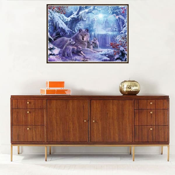 30x40cm voksen barn 5D DIY diamantkunstmalingssett - Ulv 2#, fu