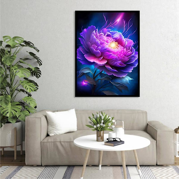 12X16 Tum Diamantmålning Kit för Vuxna, Lila Blomma 5D