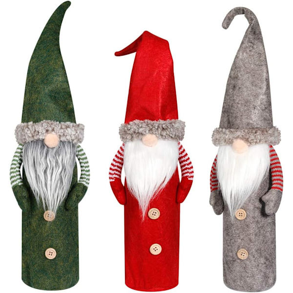 Jultomtar Vinflaskaöverdrag Santaflaskor med dragsko