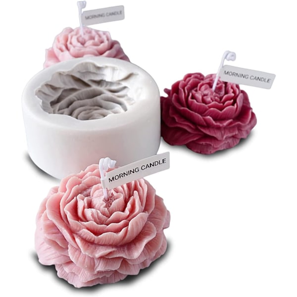 3D Peony Flower Silikone Lyseform, Food Grade Candle Mould, Sui