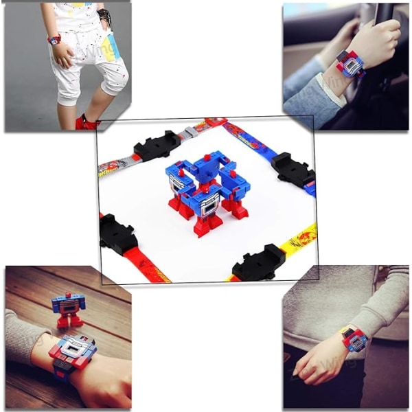 Barn LED Digital Cartoon Sport Robot Transformationsleksaker Pojkar Armbandsur