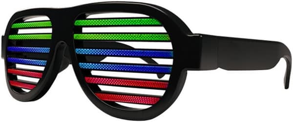 Opplyste lukkerbriller fra Glowseen - Lydresponsive - USB oppladbare