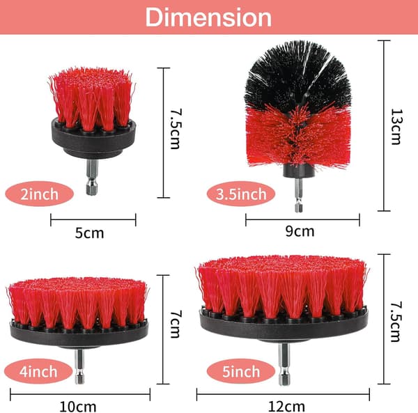 Borstset för borr, 4 delar, 2'' / 3.5'' / 4'' / 5'' Rengöringsborste