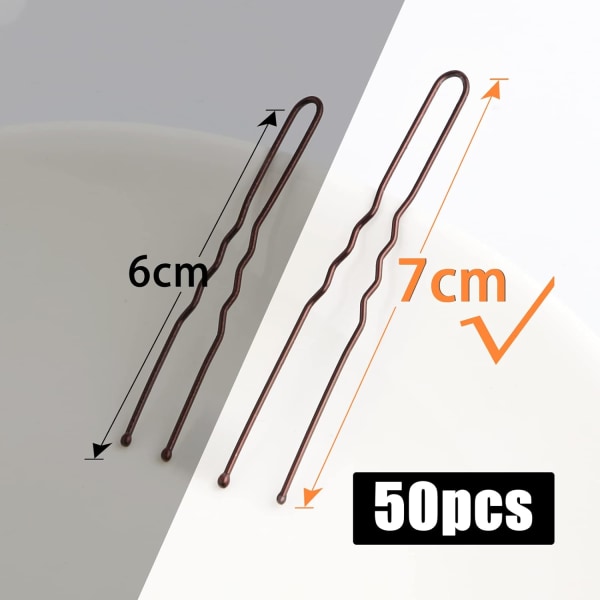 7 cm pinces à cheveux 50 stk U - chignon pinces à cheveux (Brun) g